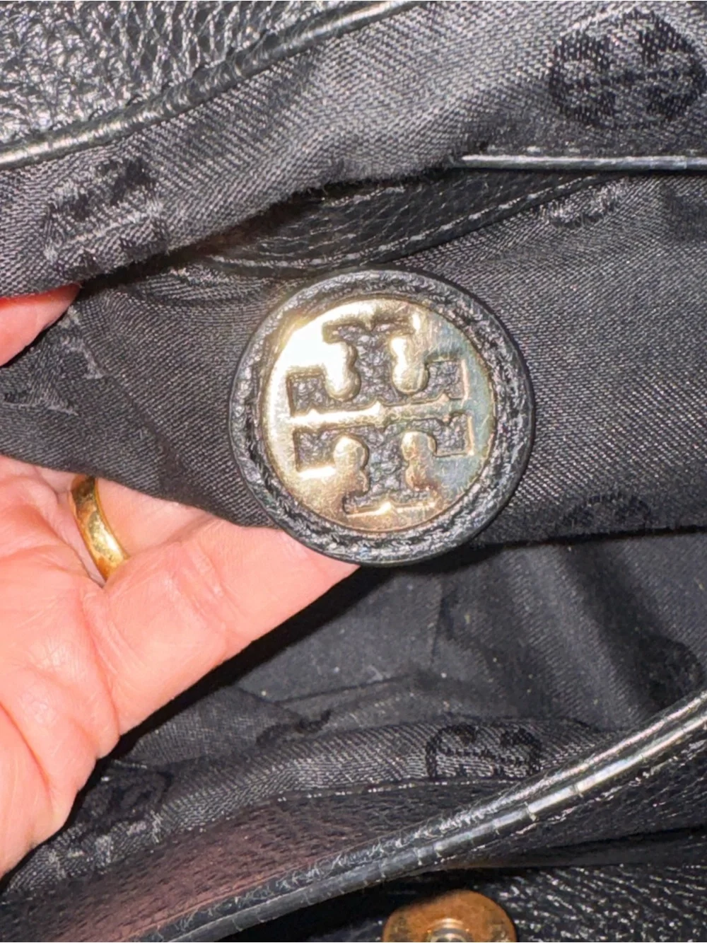 Tory Burch Marion Black Pebbled Leather Chain Shoulder Bag